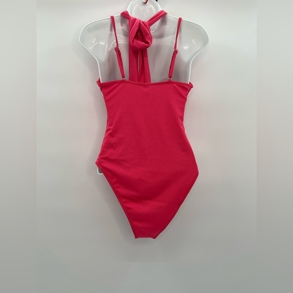Hot Pink Peek-a-Boo Halter One Piece - Size S (NWT) - Picture 4 of 6